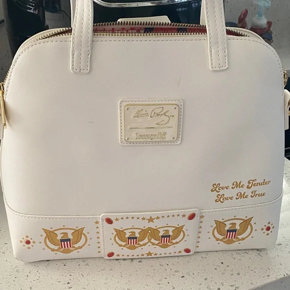 Stylish White Shoulder Bag with Red and Blue Design - Picture 2 of 13